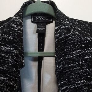 New York & Company Black and White Textured Open Blazer